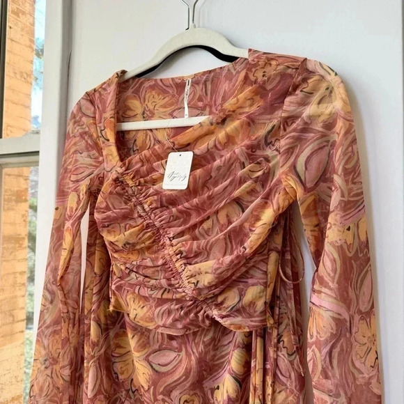 NWT Free People Supernova Set Two Piece Skirt Crop Top Long Sleeve Pink XS - Picture 9 of 17